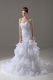 Elegant Beading and Ruffled Layers Wedding Dress White Lace Up Sleeveless Brush Train