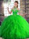 Graceful Halter Top Sleeveless Lace Up Quinceanera Dresses Green Tulle