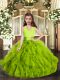 Eye-catching Ruffles Pageant Gowns For Girls Green Lace Up Sleeveless Floor Length