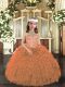 Orange Little Girl Pageant Gowns Prom and Military Ball and Wedding Party with Beading and Ruffles Halter Top Sleeveless Lace Up