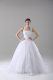 Designer White Organza Lace Up Halter Top Sleeveless Wedding Dresses Brush Train Lace
