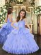 Pretty Ball Gowns Child Pageant Dress Lavender Straps Tulle Sleeveless Floor Length Lace Up
