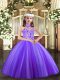 Lavender Sleeveless Appliques Floor Length Pageant Dress for Teens
