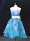 Organza Sweetheart Sleeveless Zipper Appliques and Ruffles Dress for Prom in Teal