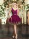 Chic Burgundy Tulle Backless Casual Dresses Sleeveless Mini Length Embroidery