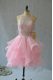 Great Mini Length Backless Homecoming Dress Baby Pink for Prom and Party with Beading and Ruffles
