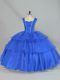 Extravagant Ball Gowns Ball Gown Prom Dress Blue Straps Organza Sleeveless Floor Length Lace Up