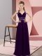 Glamorous Purple Sleeveless Beading Floor Length Evening Dress