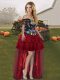 Traditional Organza Sleeveless High Low Homecoming Dress and Embroidery and Ruffled Layers