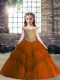 Rust Red Lace Up Off The Shoulder Beading and Appliques Pageant Gowns For Girls Tulle Sleeveless