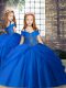 Royal Blue Sleeveless Chiffon Lace Up Little Girl Pageant Gowns for Party and Wedding Party