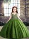 Great Ball Gowns Little Girls Pageant Dress Green Straps Tulle Sleeveless Floor Length Lace Up