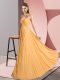 Eye-catching Chiffon Sweetheart Sleeveless Lace Up Ruching Dress for Prom in Gold