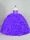 Ideal Purple Ball Gowns Fabric With Rolling Flowers Sweetheart Sleeveless Beading Lace Up 15 Quinceanera Dress Court Train