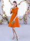 Orange Red A-line V-neck Cap Sleeves Lace Mini Length Lace Up Lace Quinceanera Dama Dress