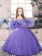 Beading Little Girl Pageant Gowns Lavender Lace Up Sleeveless Floor Length