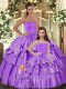 Sweetheart Sleeveless Taffeta Quinceanera Gown Ruffled Layers Lace Up