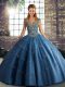 Amazing Tulle Sleeveless Floor Length Sweet 16 Dress and Beading and Appliques