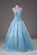 Organza Strapless Sleeveless Lace Up Beading Quinceanera Gowns in Baby Blue