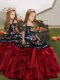Low Price Wine Red Organza Lace Up Straps Sleeveless Floor Length Little Girl Pageant Dress Embroidery and Ruffles