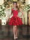 Modest Red Sleeveless Organza Lace Up Party Dress Wholesale for Prom and Party