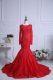 Stunning Scoop Long Sleeves Mother Of The Bride Dress Court Train Lace Red Tulle