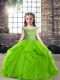 Hot Sale Sleeveless Tulle Floor Length Side Zipper Little Girls Pageant Dress Wholesale in with Beading and Ruffles