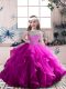Scoop Sleeveless Tulle Little Girls Pageant Dress Wholesale Beading and Ruffles Lace Up