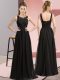 Modern Black Chiffon Zipper Quinceanera Dama Dress Sleeveless Floor Length Beading and Appliques