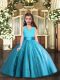 Affordable Floor Length Lace Up Winning Pageant Gowns Baby Blue for Party and Wedding Party with Beading