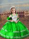 Sleeveless Floor Length Beading and Embroidery Lace Up Pageant Dress Toddler with Green