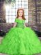 Tulle Lace Up Custom Made Pageant Dress Sleeveless Floor Length Beading and Ruffles