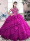 Glorious Floor Length Ball Gowns Sleeveless Fuchsia Vestidos de Quinceanera Lace Up