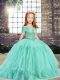 Sleeveless Floor Length Beading Lace Up Little Girls Pageant Dress with Apple Green