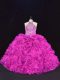 Fashion Floor Length Ball Gowns Sleeveless Fuchsia Quinceanera Gowns Lace Up