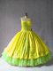 Ball Gowns Quinceanera Dresses Yellow Sweetheart Satin and Organza Sleeveless Floor Length Lace Up