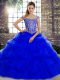 Royal Blue Sleeveless Beading and Pick Ups Lace Up Quinceanera Dress