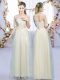 Beauteous Champagne Lace Up Scoop Lace and Bowknot Damas Dress Tulle Half Sleeves