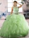 Scoop Sleeveless Lace Up 15 Quinceanera Dress Yellow Green Tulle