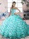 Dramatic Aqua Blue Sleeveless Beading and Ruffled Layers Lace Up 15th Birthday Dress