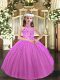 Excellent Lilac Sleeveless Appliques Floor Length Little Girl Pageant Gowns