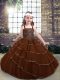 Beading and Ruffled Layers Little Girls Pageant Gowns Brown Lace Up Sleeveless Floor Length
