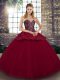 New Arrival Burgundy Sleeveless Beading and Appliques Floor Length 15 Quinceanera Dress
