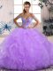 Graceful Sleeveless Lace Up Floor Length Beading and Ruffles Quinceanera Gown