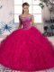 Dynamic Lace Up Quinceanera Dress Hot Pink for Sweet 16 and Quinceanera with Beading and Ruffles Brush Train