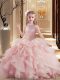 High End Floor Length Ball Gowns Sleeveless Pink Kids Formal Wear Lace Up