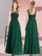 Dark Green Empire Scoop Sleeveless Chiffon Floor Length Zipper Beading and Appliques Damas Dress