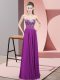 Purple Chiffon Zipper Prom Party Dress Sleeveless Floor Length Beading