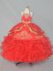Sleeveless Embroidery and Ruffled Layers Lace Up Pageant Gowns For Girls