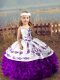 Purple Evening Gowns Wedding Party with Embroidery and Ruffles Straps Sleeveless Lace Up